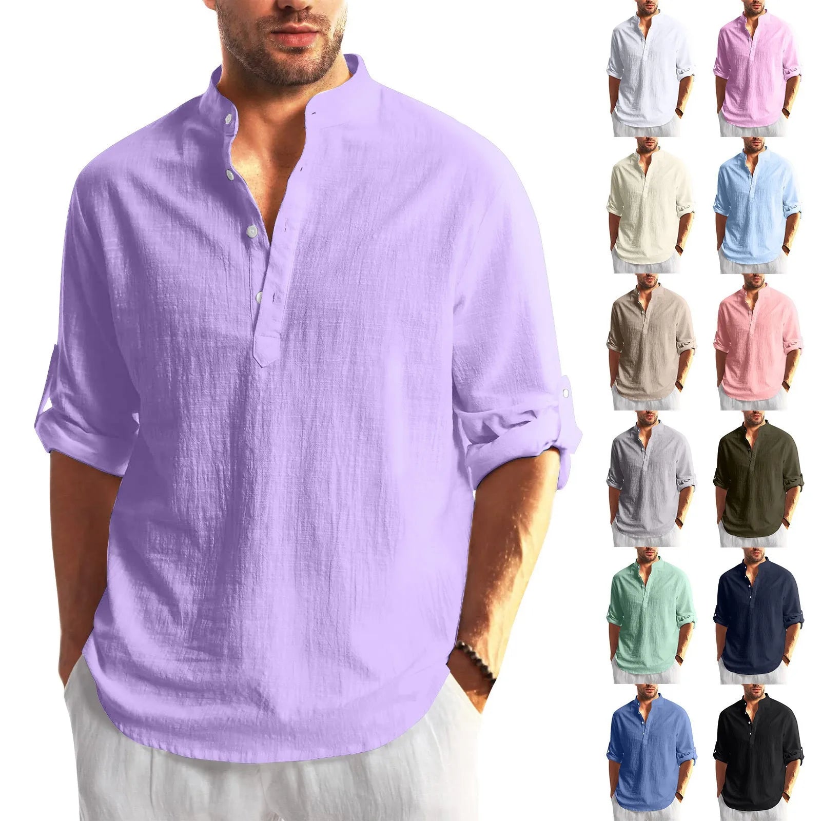 Men's Linen Button Up Shirt